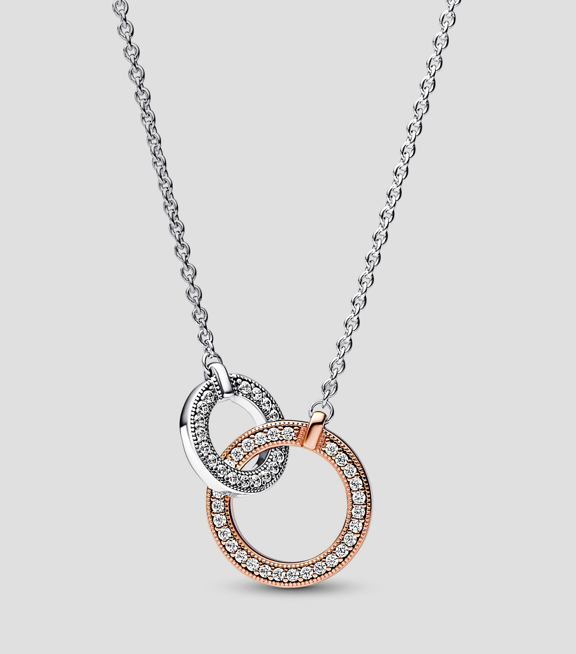 Collar en plata con doble dije circular Mujer